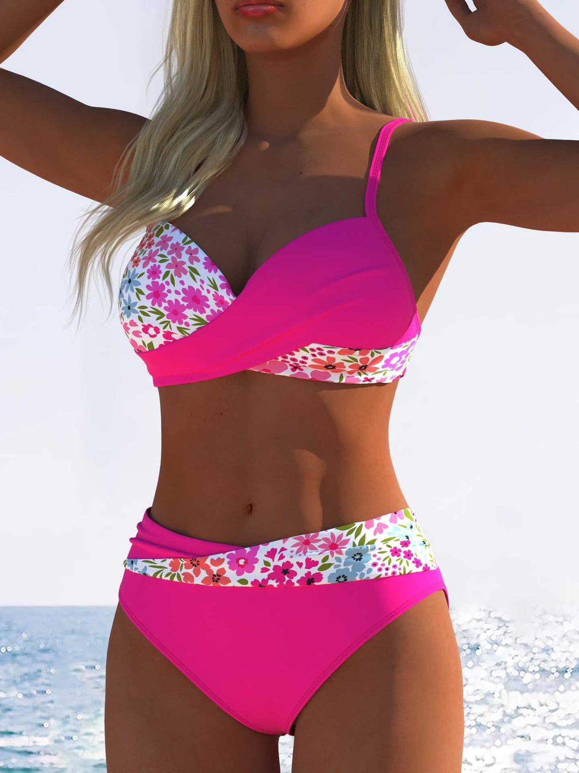 Women’s bikini set with floral wrap pattern and comfortable high-waist briefs Mune Fashion