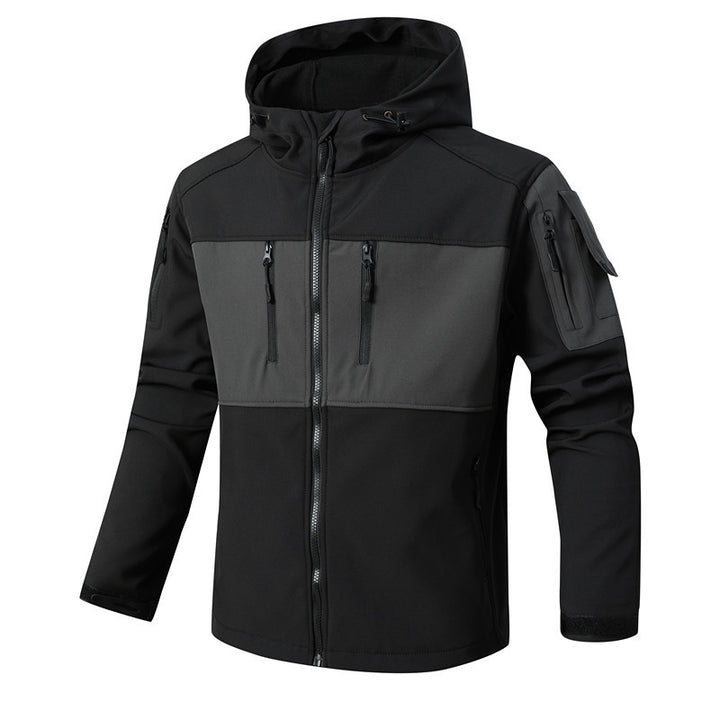 Men's Softshell Tactical Jacket with Fleece Lining, Hood and Multifunctional Pockets Mune Fashion