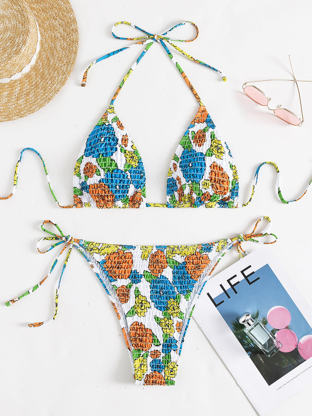Women’s bikini set with innovative ruffle design and colorful floral print Mune Fashion