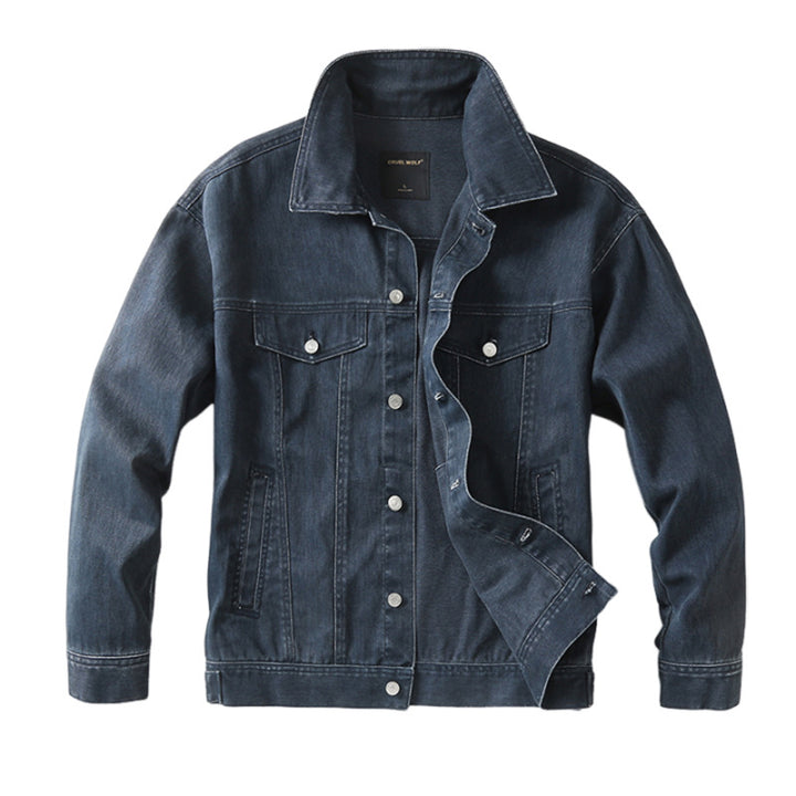 Men's denim jacket with classic cut and light vintage wash Mune Fashion