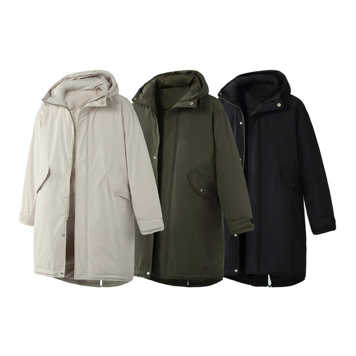 Unisex Quilted Long Parka in Boxy Cut with Hood and Drawstring Hem Mune Fashion