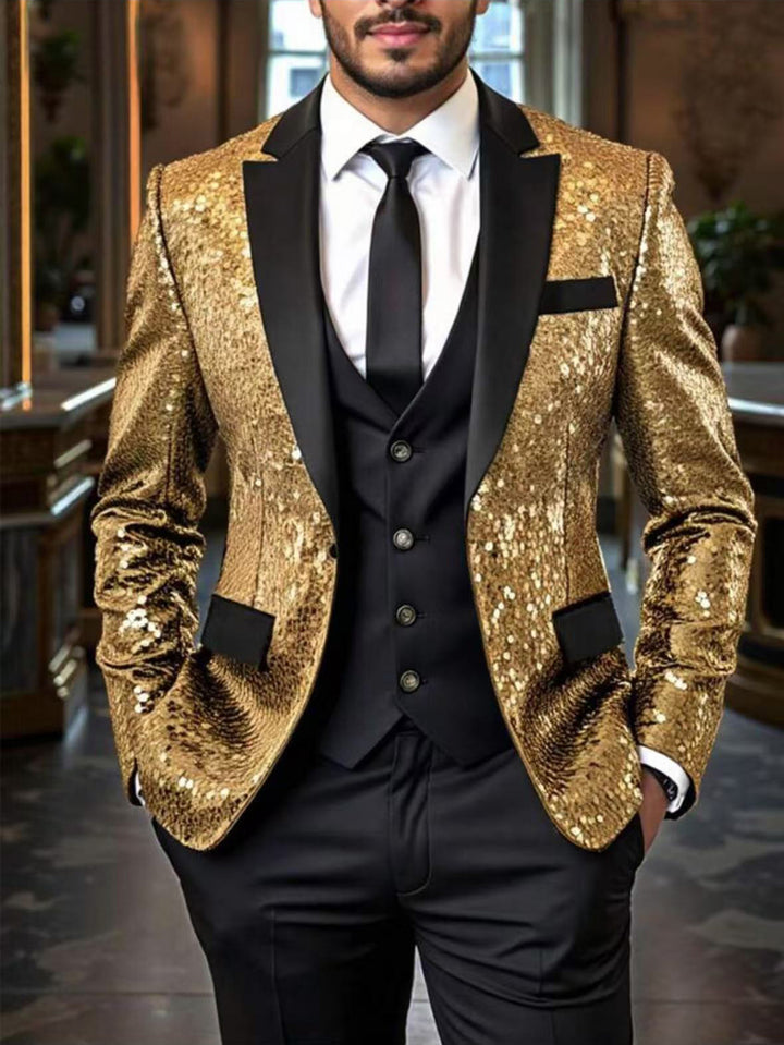 Men's sequin jacket with satin shawl collar and tailored fit Mune Fashion