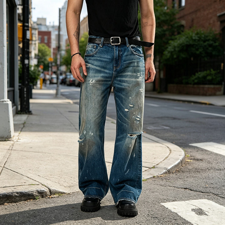 Men's Loose, Ripped Jeans Mune Fashion