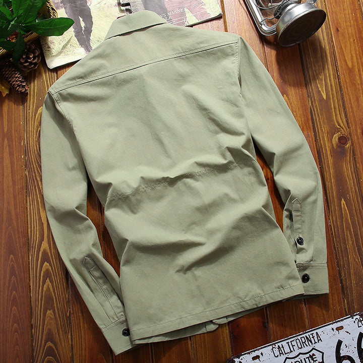 Men's lightweight canvas field shirt jacket with chest patch pockets and utility details Mune Fashion