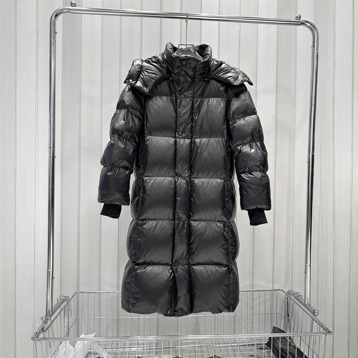 Women Long-cut quilted coat with high collar and warming down filling Mune Fashion
