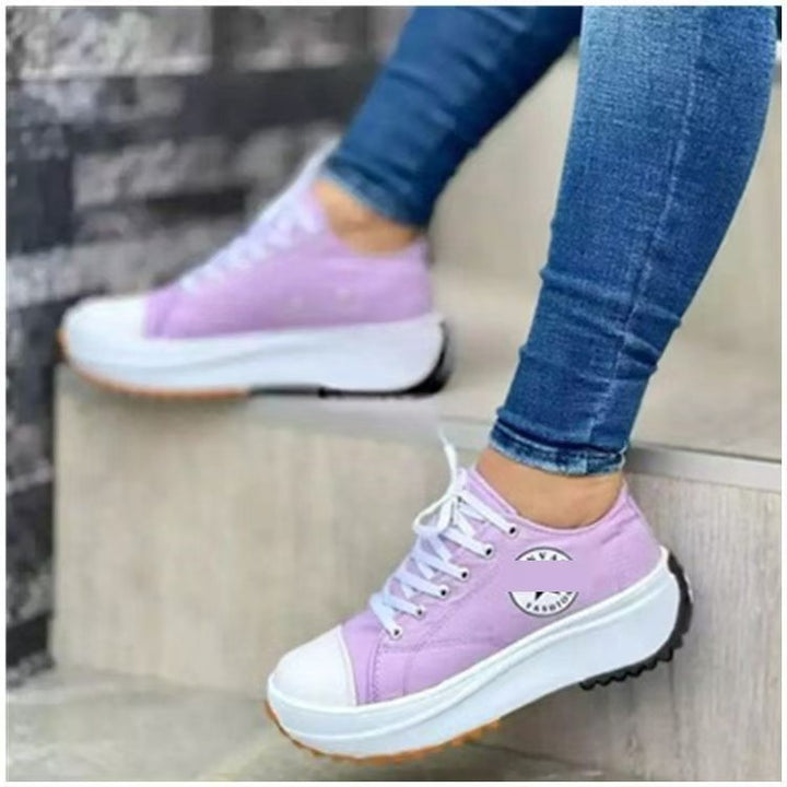 Women's platform sneaker made of canvas with zigzag rubber outsole and reinforced toe cap Mune Fashion