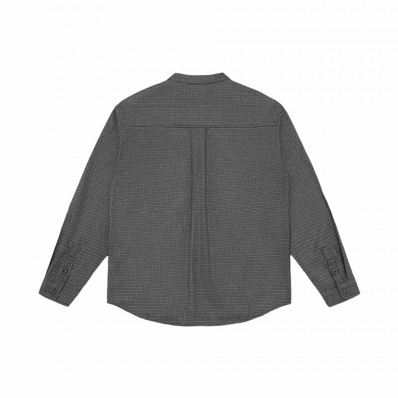 Men's overshirt jacket with stand-up collar, houndstooth pattern and rounded hem Mune Fashion