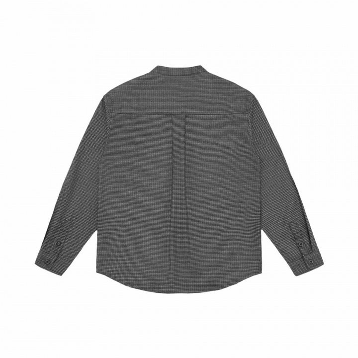 Men's overshirt jacket with stand-up collar, houndstooth pattern and rounded hem Mune Fashion