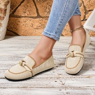Women's woven lace slippers with decorative bow and padded comfort footbed Mune Fashion