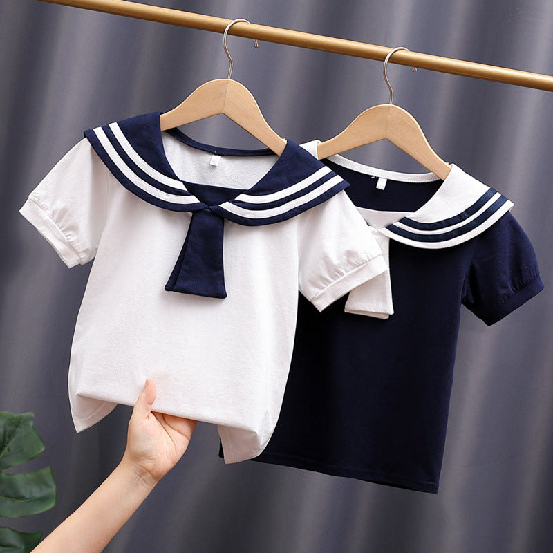 Girls sailor blouse with stylish collar Mune Fashion