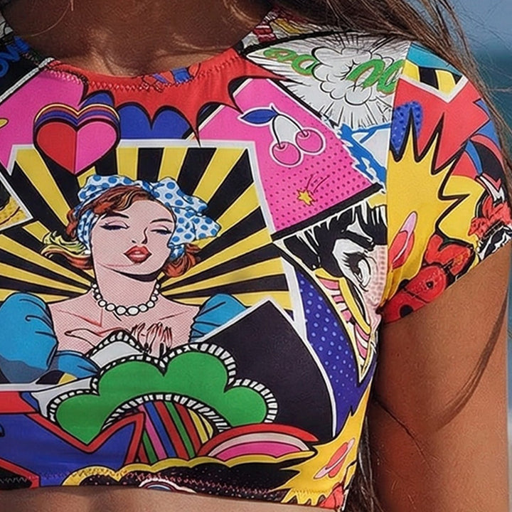 Women's Crop Top Bikini with Floral Design Mune Fashion