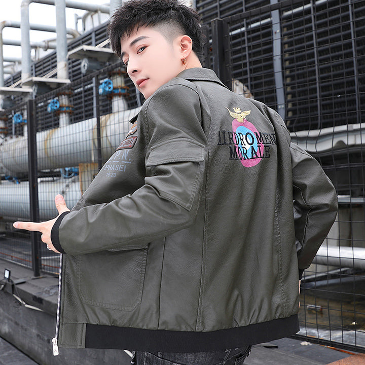 Men's aviator bomber jacket in military style with large back patch and arm pocket Mune Fashion