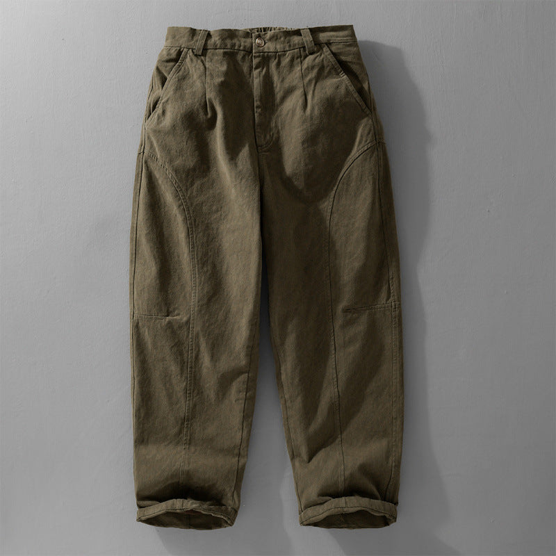 Men's Loose Utility-Style Cargo Pants with Reinforced Knee Panels and Tapered Leg Mune Fashion