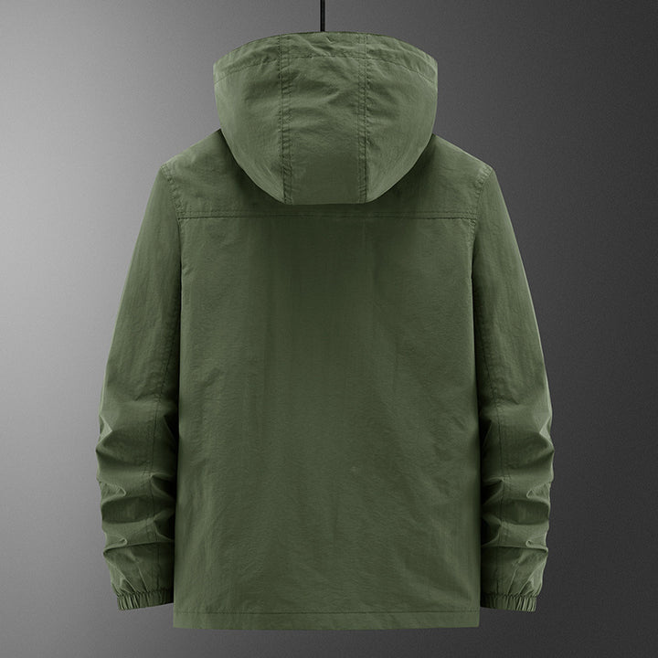 Men's Lightweight Outdoor Field Jacket with Hood, four patch pockets and concealed zipper Mune Fashion