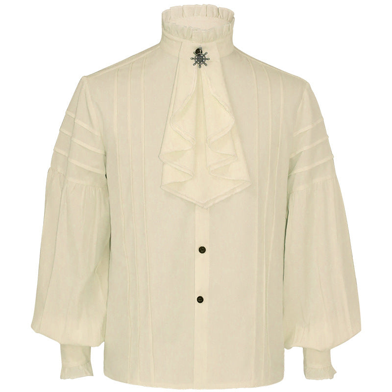 Men's casual short-sleeve shirt with laced V-neck, short stand-up collar, and soft cotton blend Mune Fashion