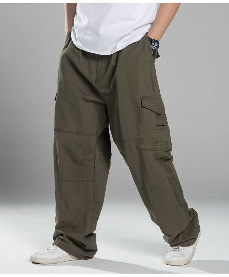Men's Oversized Cargo Pants with Wide Leg, Multiple Pockets and Reinforced Seams Mune Fashion