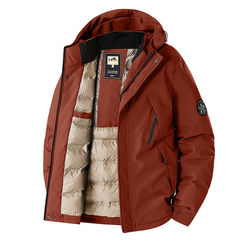 Men's Windproof Thermal Parka with Removable Hood, Stand-Up Collar & Hidden Zipper Pockets Mune Fashion