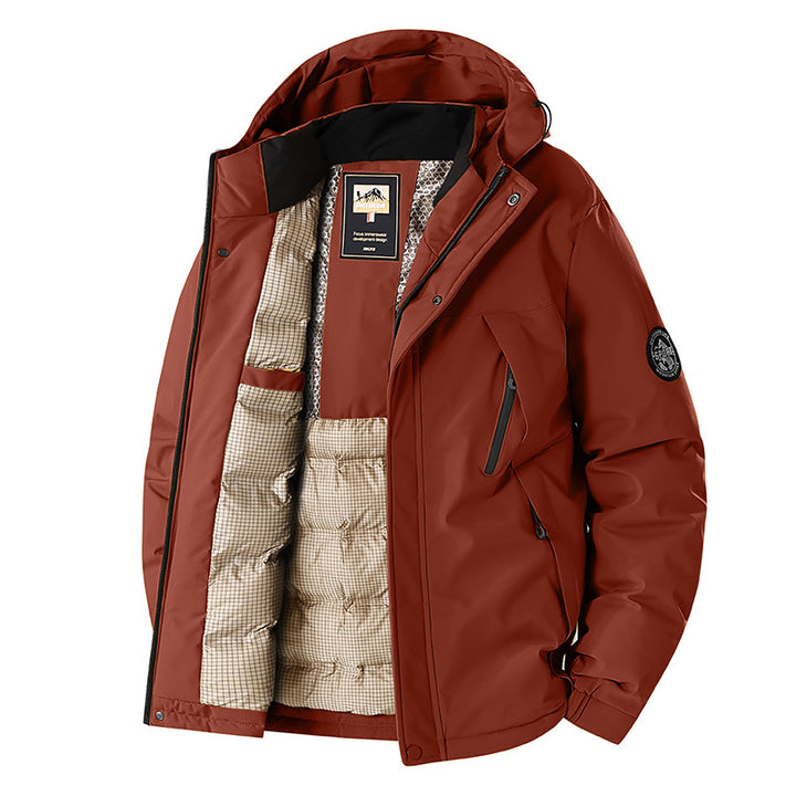 Men's Windproof Thermal Parka with Removable Hood, Stand-Up Collar & Hidden Zipper Pockets Mune Fashion