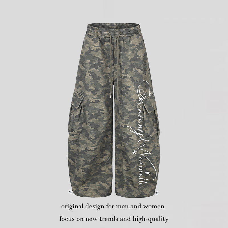 Women's Wide Cargo Palazzo Pants with Drawstring Waistband, Adjustable Hem, and Cargo Pockets Mune Fashion
