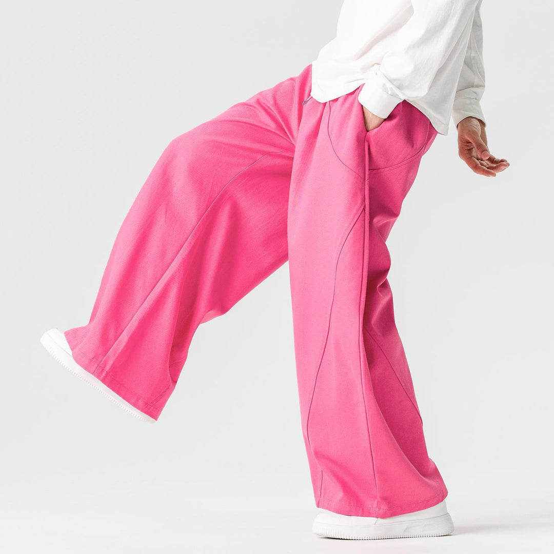 Men's Wide Lounge Pants in Palazzo Cut made of Cotton Blend with Drawstring and Side Pockets Mune Fashion