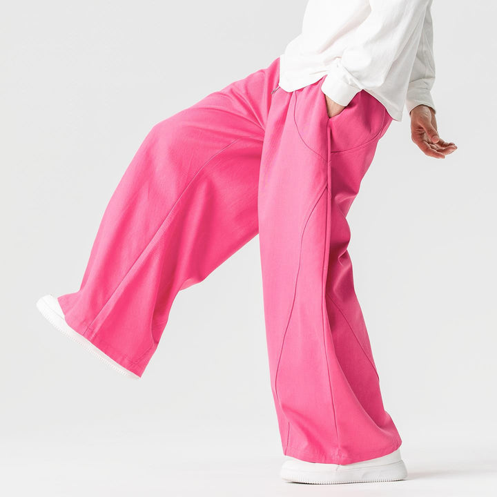 Men's Wide Lounge Pants in Palazzo Cut made of Cotton Blend with Drawstring and Side Pockets Mune Fashion