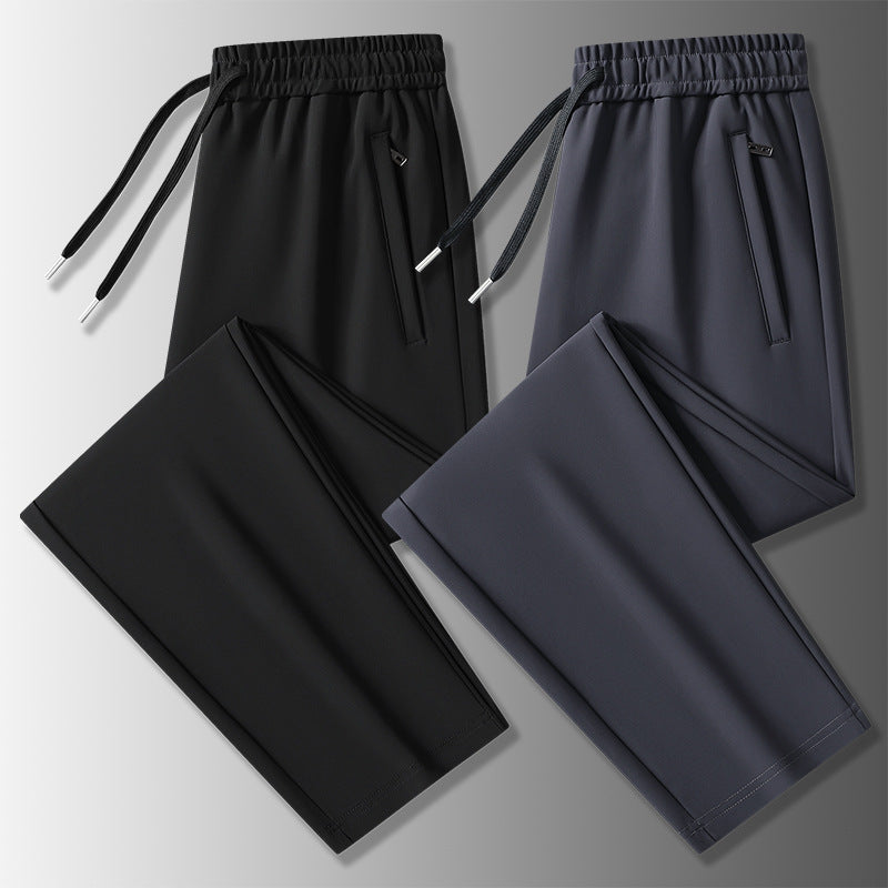 Men's elastic leisure pants with drawstring, straight leg and concealed zip pockets Mune Fashion