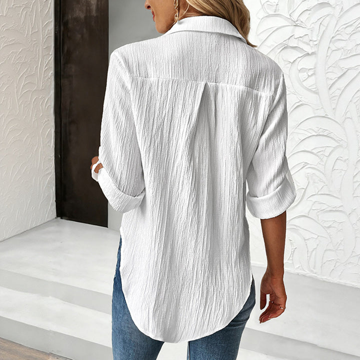 Ladies Elegant Long Sleeve Blouse with Texture Mune Fashion