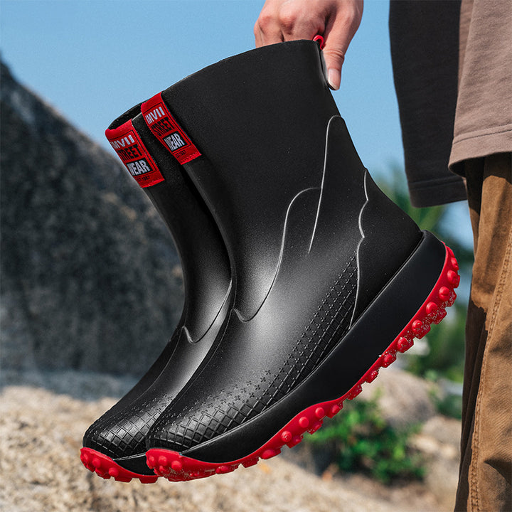 Unisex Waterproof Short-Shaft Outdoor Rubber Boots with Profiled Studded Outsole Mune Fashion