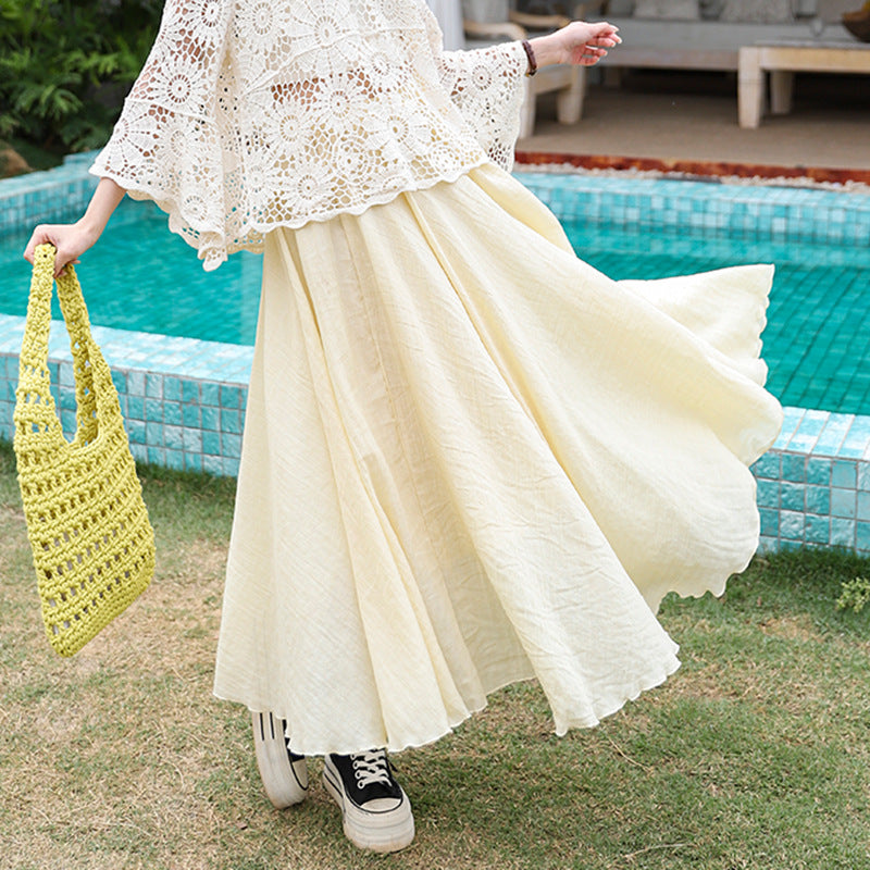 Women's flowing midi maxi skirt with elasticated waistband and elegant circle shape Mune Fashion