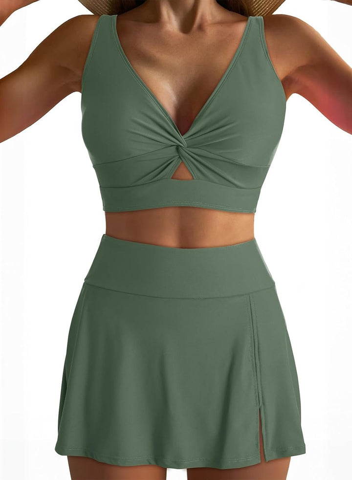 Ladies sporty bikini set with fashionable wrap top and elastic shorts Mune Fashion