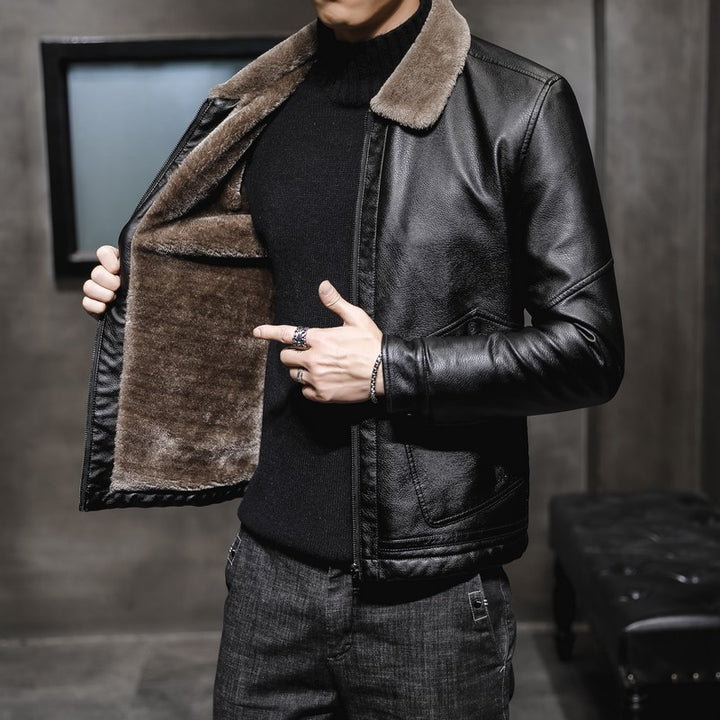 Men's Classic Leather Jacket with Lining Mune Fashion