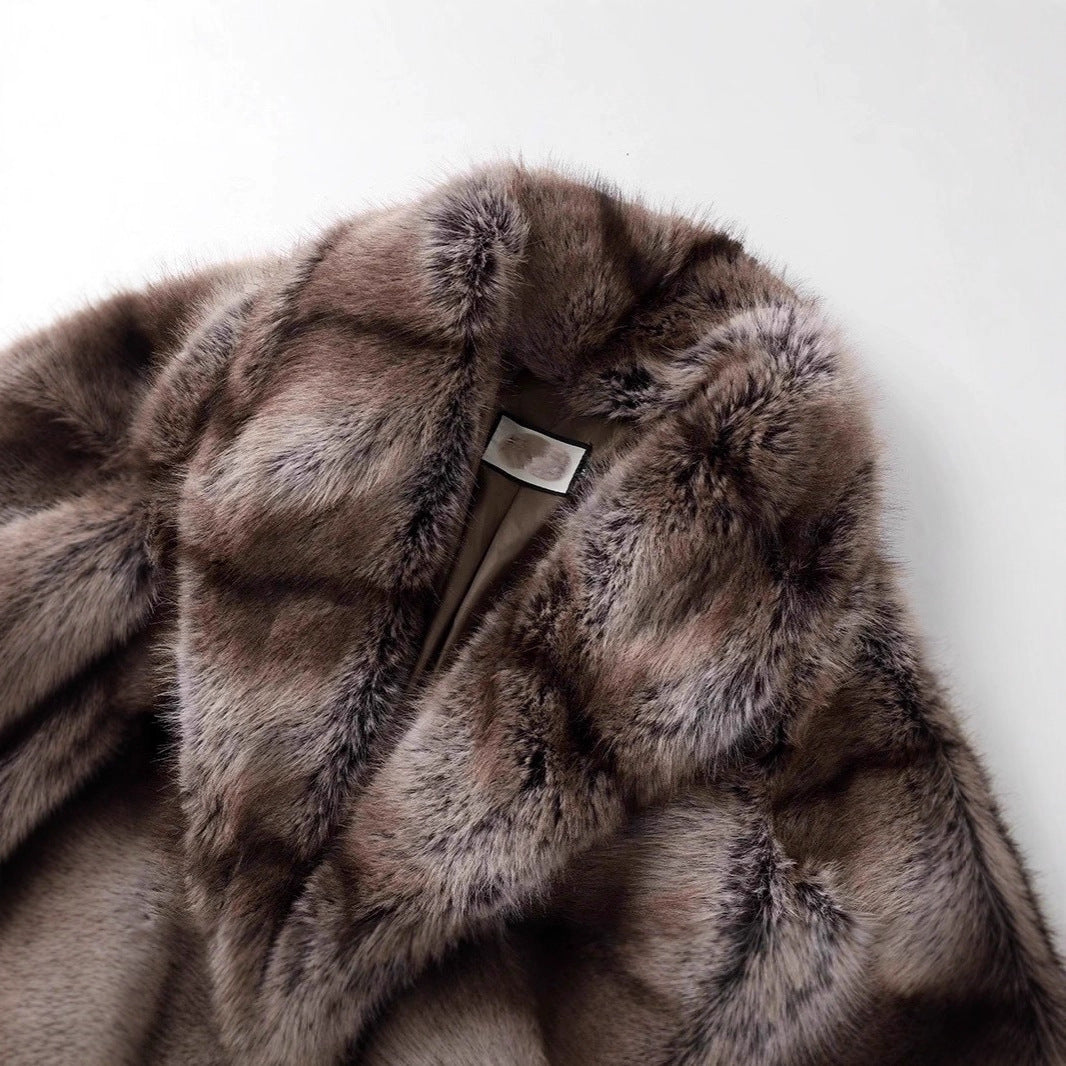 Women's Luxurious Oversized Faux Fur Coat with Hood and Satin Lining Mune Fashion