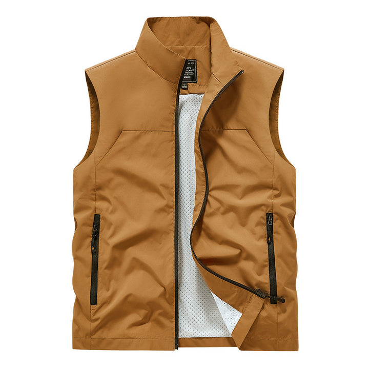 Men's Breathable Utility Vest with Mesh Lining, wind & water repellent exterior & zippered pockets Mune Fashion