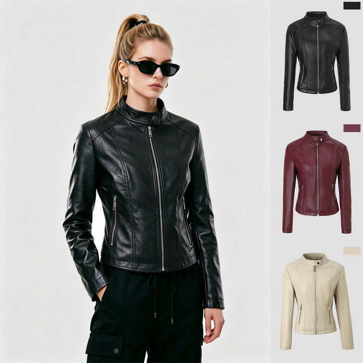 Ladies Structured Faux Leather Jacket Mune Fashion