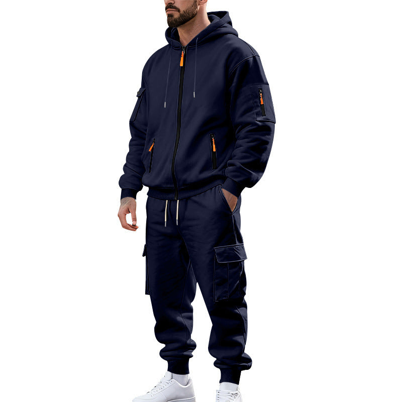 Men's nano urban functional cargo sweat set with hoodie, zippered pockets, and tapered cargo jogger Mune Fashion