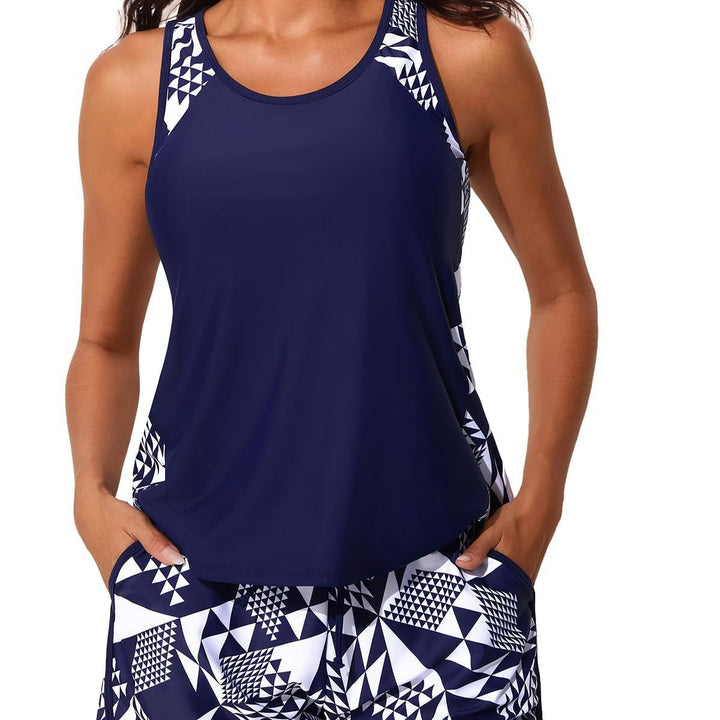 Women’s Sporty Tankini Set with High Waist and Floral Pattern Mune Fashion