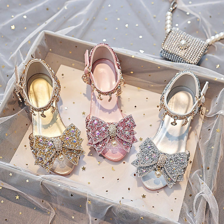 Girls Elegant and Sparkling Sandals with Large Bows Mune Fashion