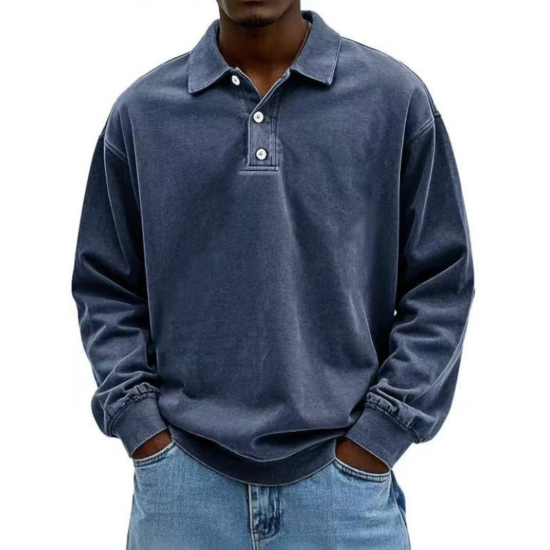 Men's Oversize Long Sleeve Polo made from Cotton Blend Mune Fashion