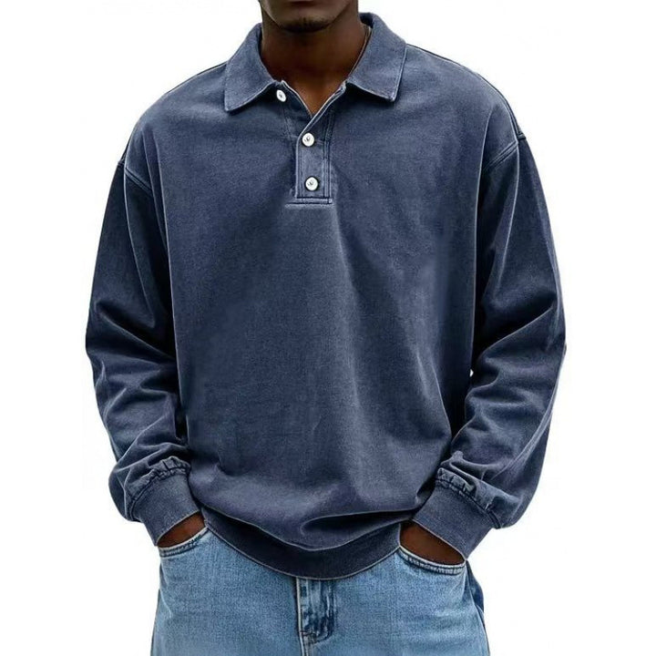 Men's Oversize Long Sleeve Polo made from Cotton Blend Mune Fashion