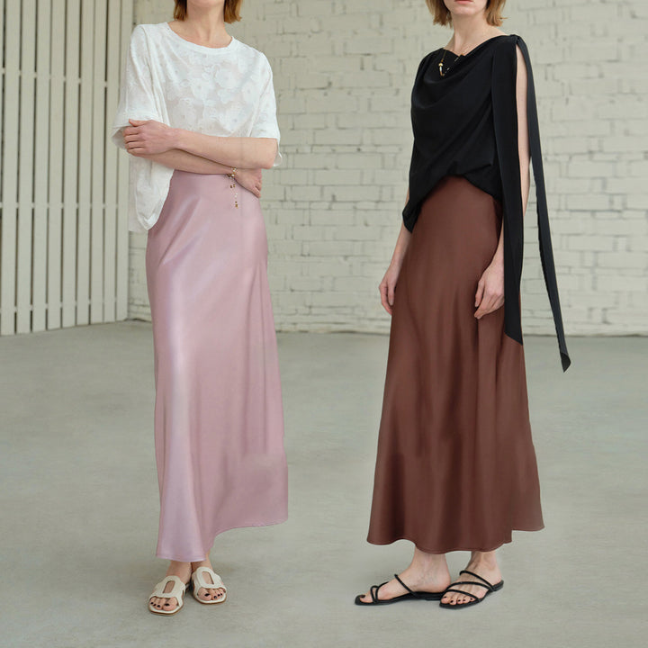 Women's Flowing Maxi Skirt made of high-quality Satin Mune Fashion