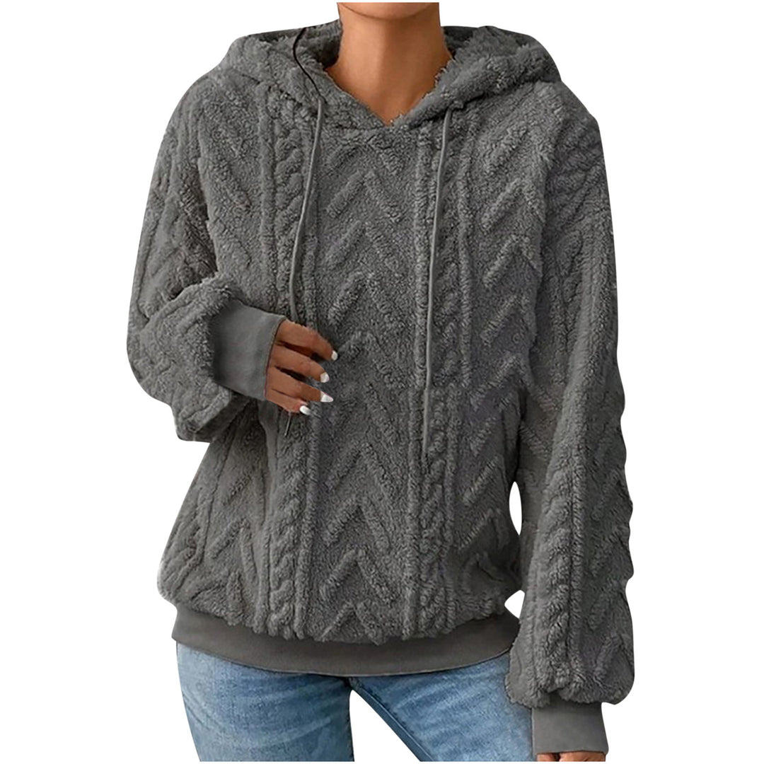 Women's hooded sweater with cable pattern, side pockets and ribbed cuffs Mune Fashion