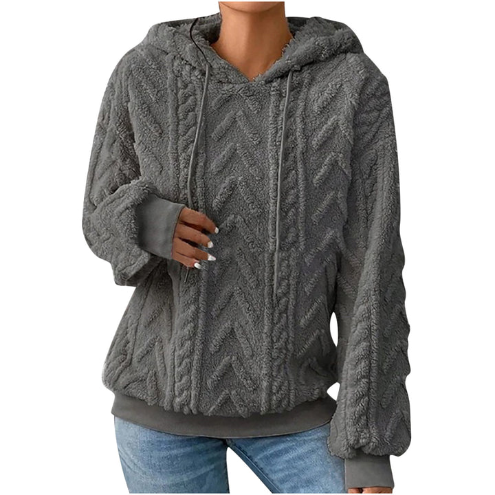 Women's hooded sweater with cable pattern, side pockets and ribbed cuffs Mune Fashion