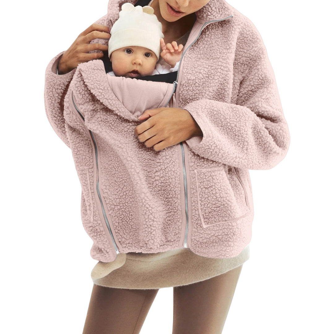 Women's oversized teddy fleece jacket with stand-up collar and full-length zipper Mune Fashion