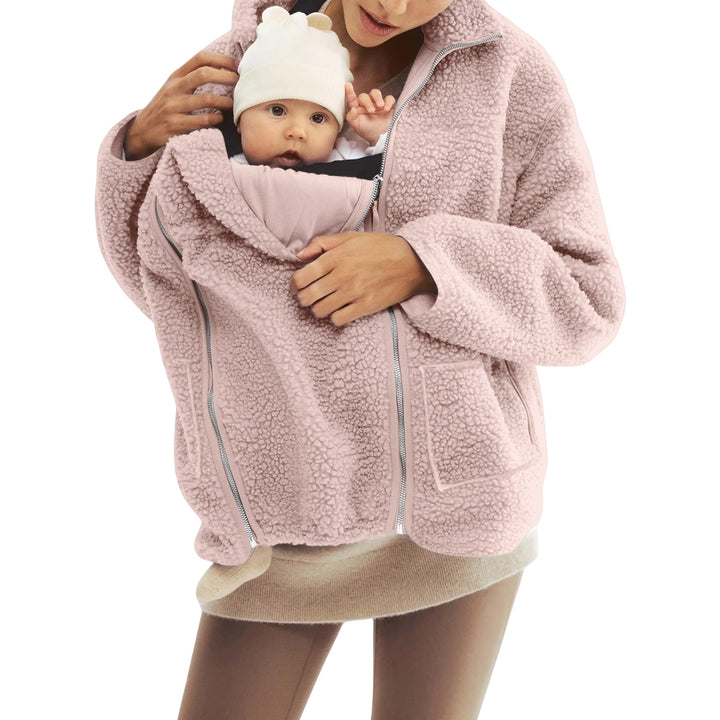 Women's oversized teddy fleece jacket with stand-up collar and full-length zipper Mune Fashion