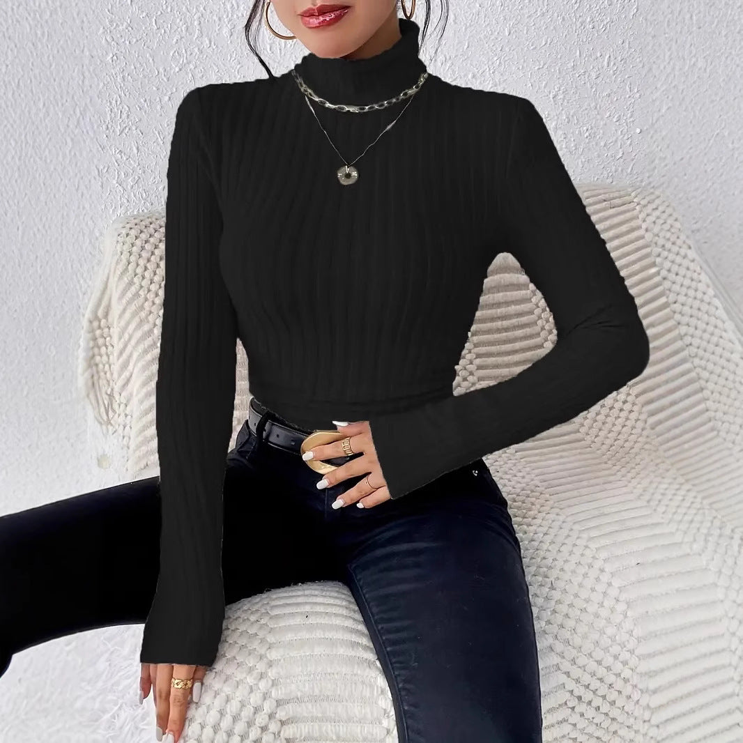 Women's form-fitting ribbed turtleneck sweater with tailored cut Mune Fashion