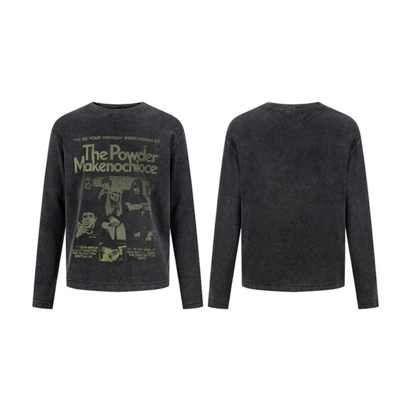 Women's Vintage Graphic Sweatshirt with Used Wash, Crew Neck and Relaxed Fit Mune Fashion