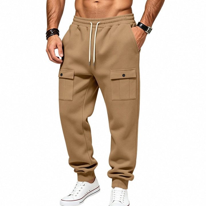Men's Cargo Jogging Pants with Cuffs, Drawstring, and Flap Pockets Mune Fashion