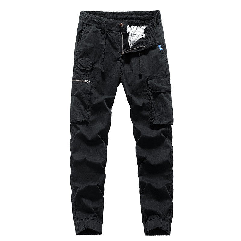 Men's Utility Cargo Jogger made of durable cotton twill with elastic comfort waistband, multiple pockets, and zippered thigh pocket Drune