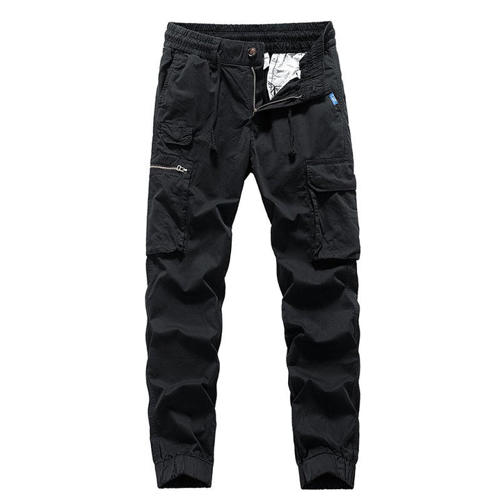 Men's Utility Cargo Jogger made of durable cotton twill with elastic comfort waistband, multiple pockets, and zippered thigh pocket Drune