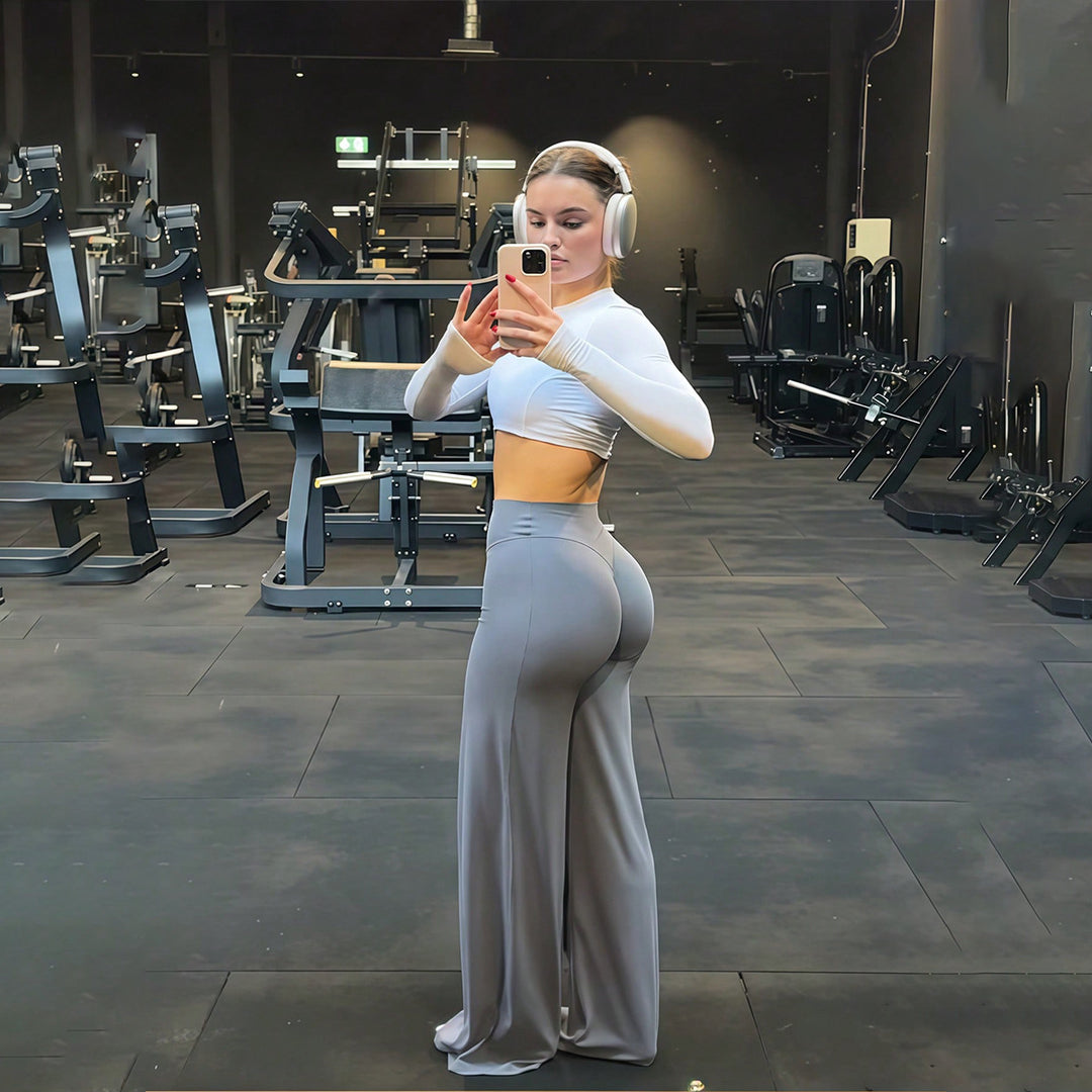 Women's high-waisted shaping lounge pants with wide flares and seamless comfort waistband Mune Fashion